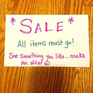 MOVING SALE!  All items must go!